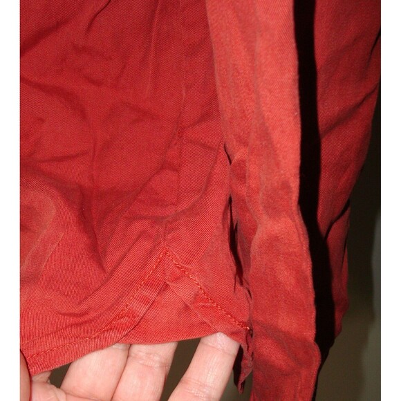 New Prana Womens NWT S Updrift Top Button Pockets LS Patina Red Rust Tencel Logo - Picture 9 of 12